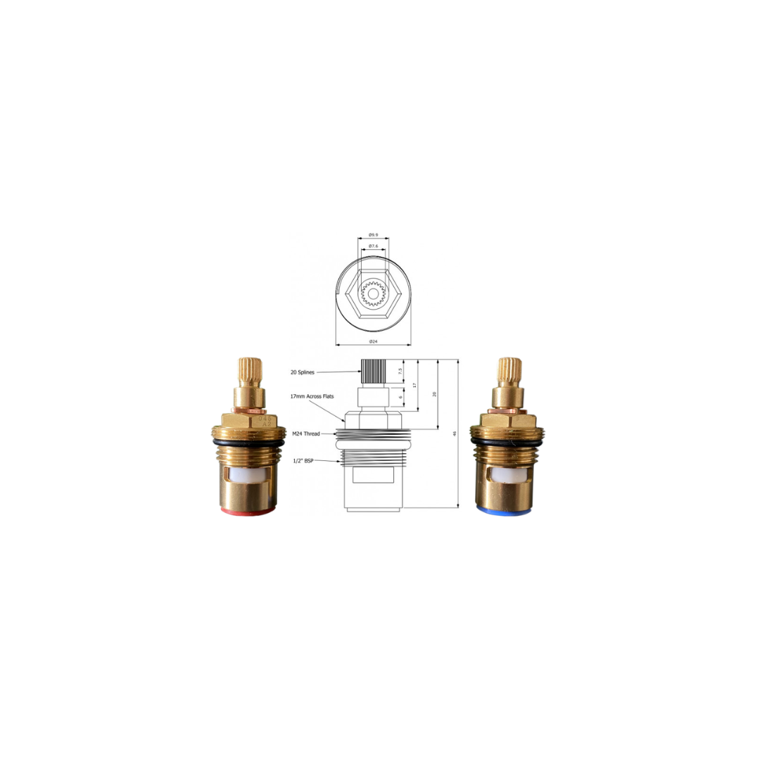 1/2 Ceramic Disc Cartridge Suit Victoia Plum Taps A2 - Pair