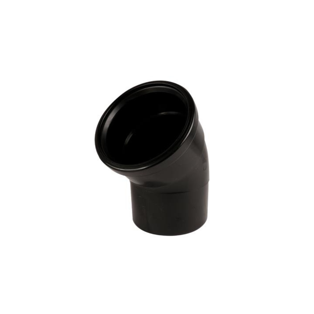 Soil PF 110mm 45 Deg Bend Single Socket Black