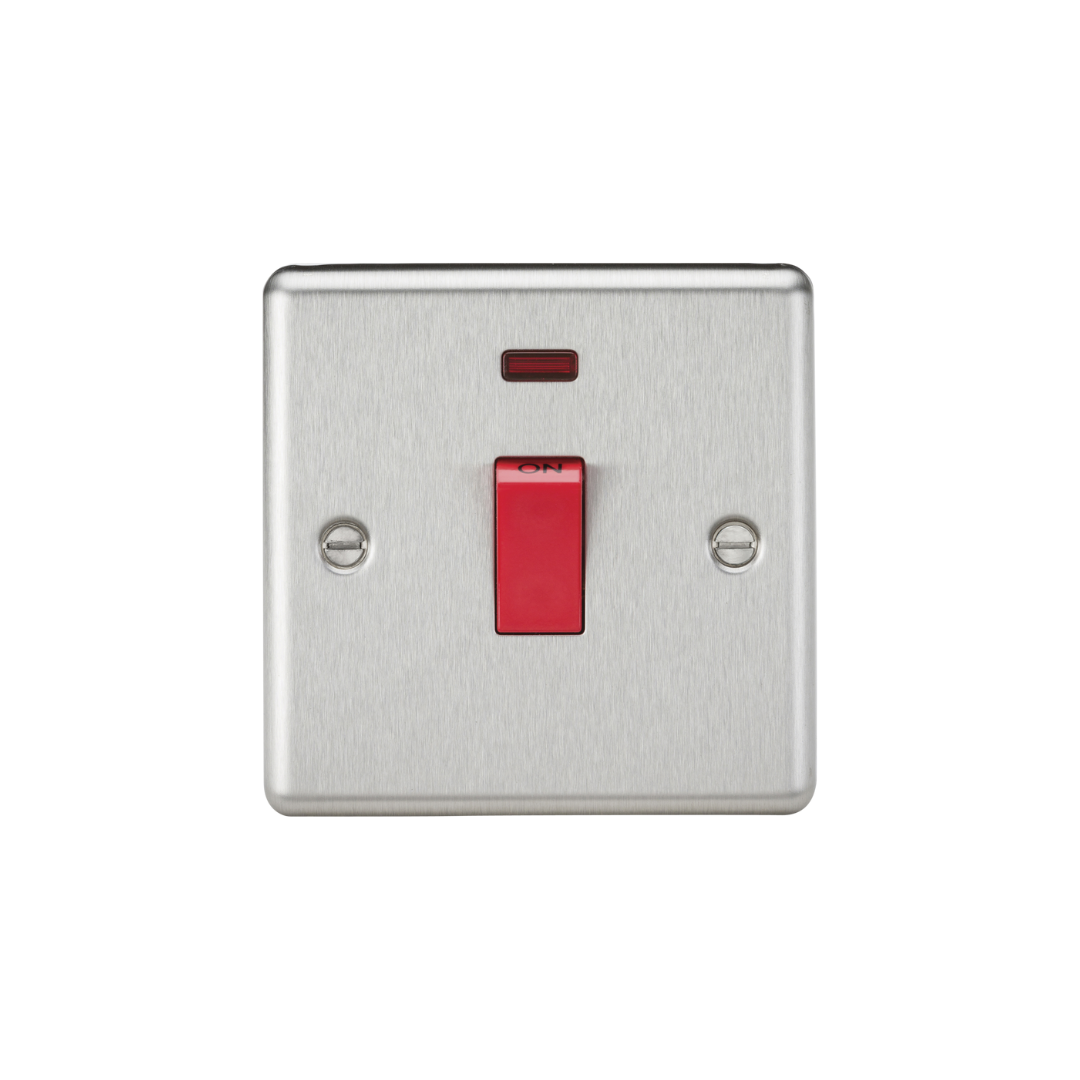 45A DP Switch with Neon (1G size) - Brushed Chrome