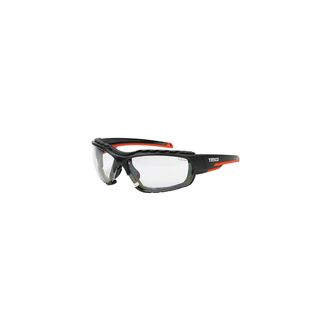 Sports Style Safety Glasses With Foam Dust Guard Clear