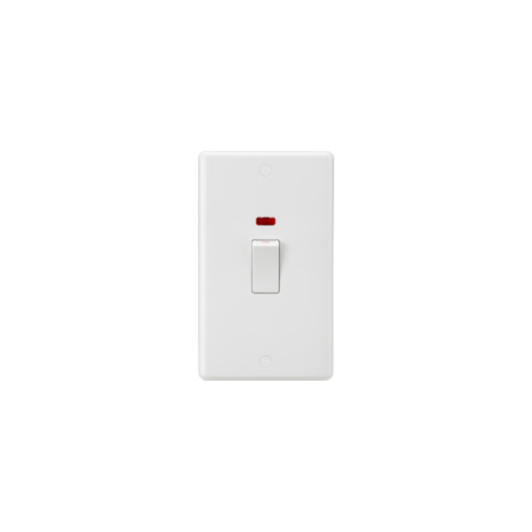 Knightsbridge 45A DP Switch with Neon (2G size) - White Rocker Cooker Switch