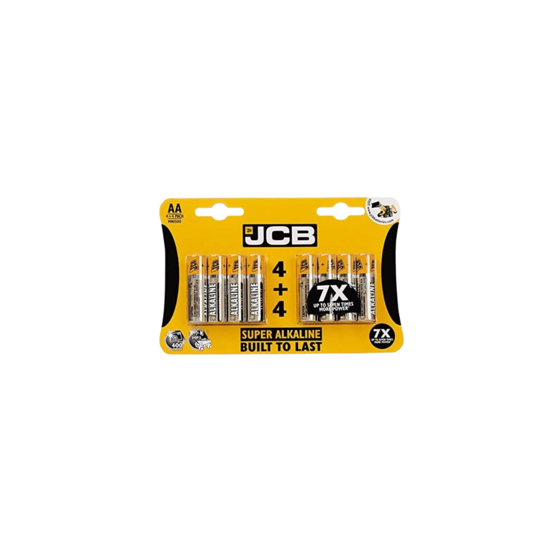 JCB 8 Pack AA Super Alkaline Batteries 1.5V
