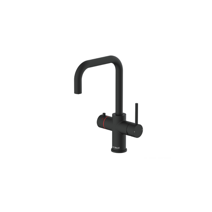 KoGE 3-in-1 Square Spout Boiling Water Tap-Matte Black with Tank and Filter