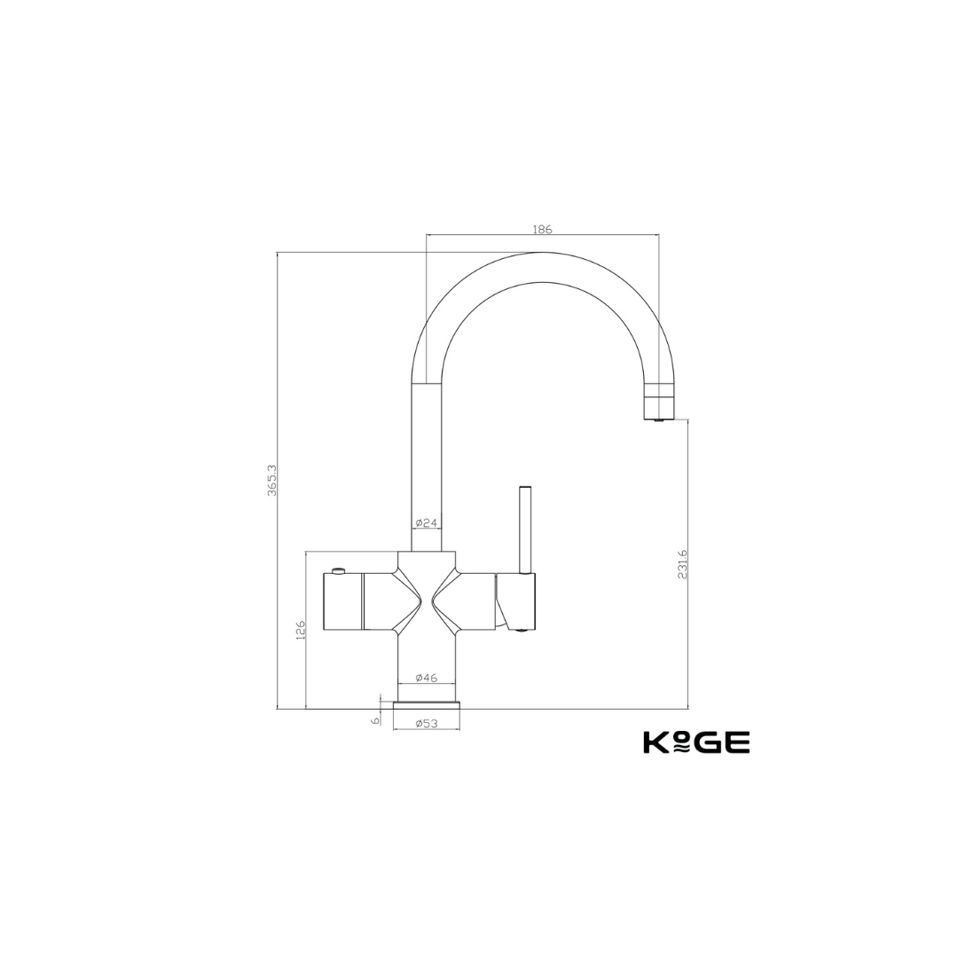 KoGE 3-in-1 Swan Spout Boiling Water Tap-Matte Black with Tank and Filter