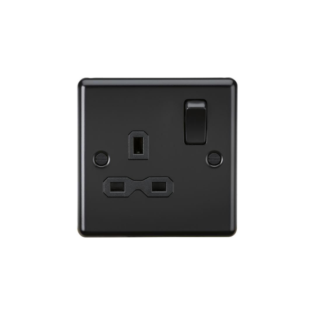 13A 1G DP Switched Socket - Matt Black with Black Insert