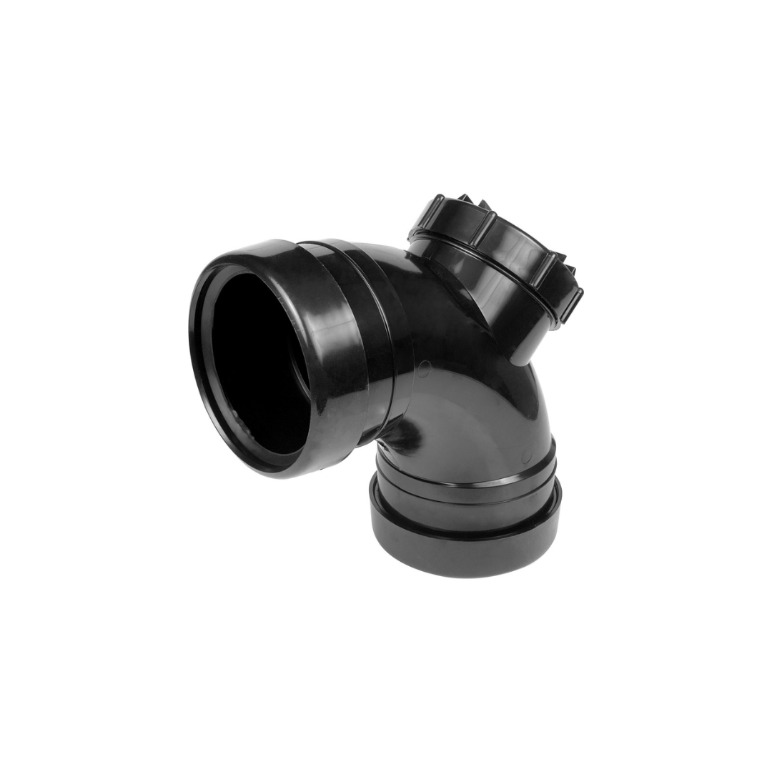 Soil Pushfit Access Bend 110mm 92.5° Double Socket Black