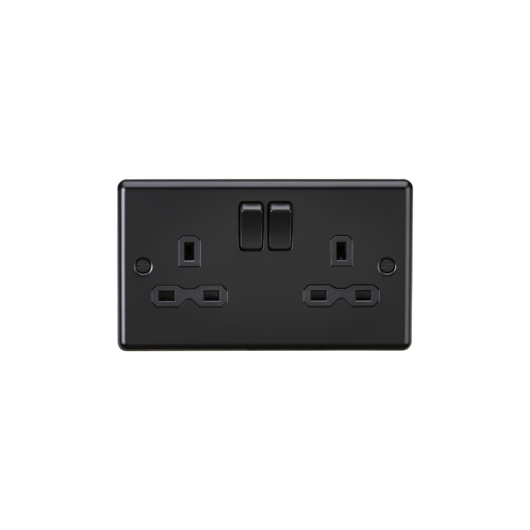 13A 2G DP Switched Socket - Matt Black