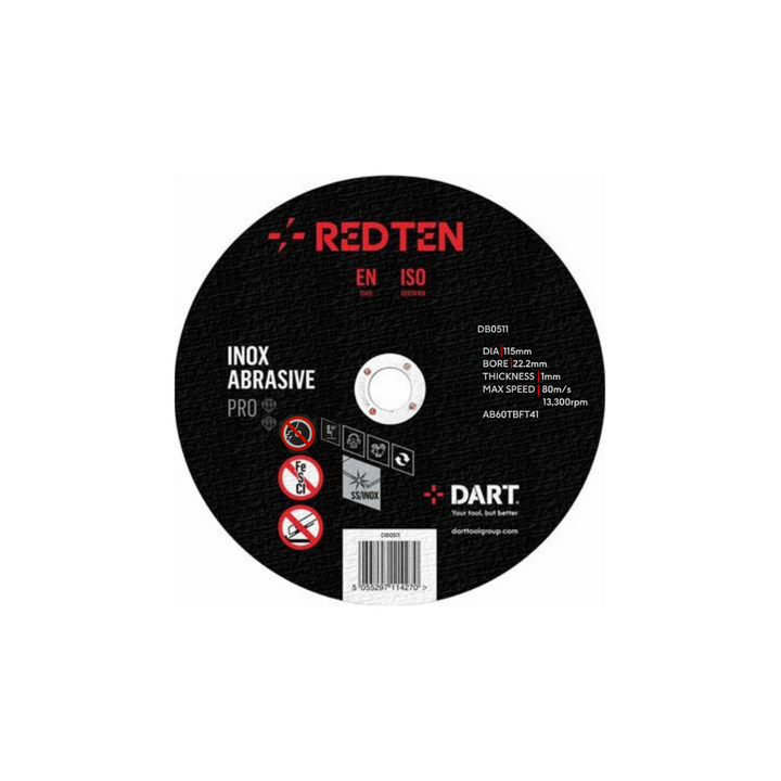 DART Red Ten SS/Inox 115mm Abrasive Disk - 10Pk