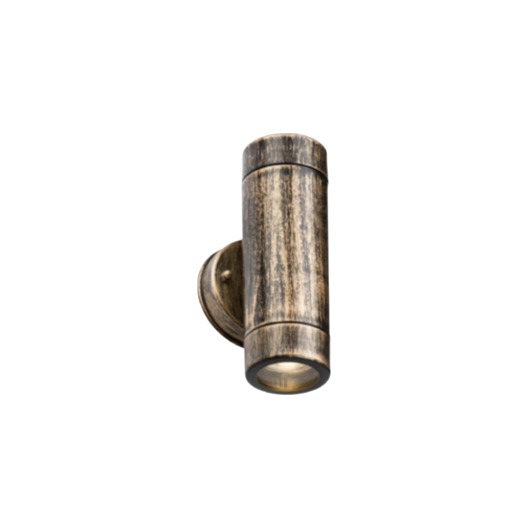 Knightsbridge Outdoor Light EAMON -  230V IP54 GU10 Polycarbonate Up/Down Wall Light Brushed Brass