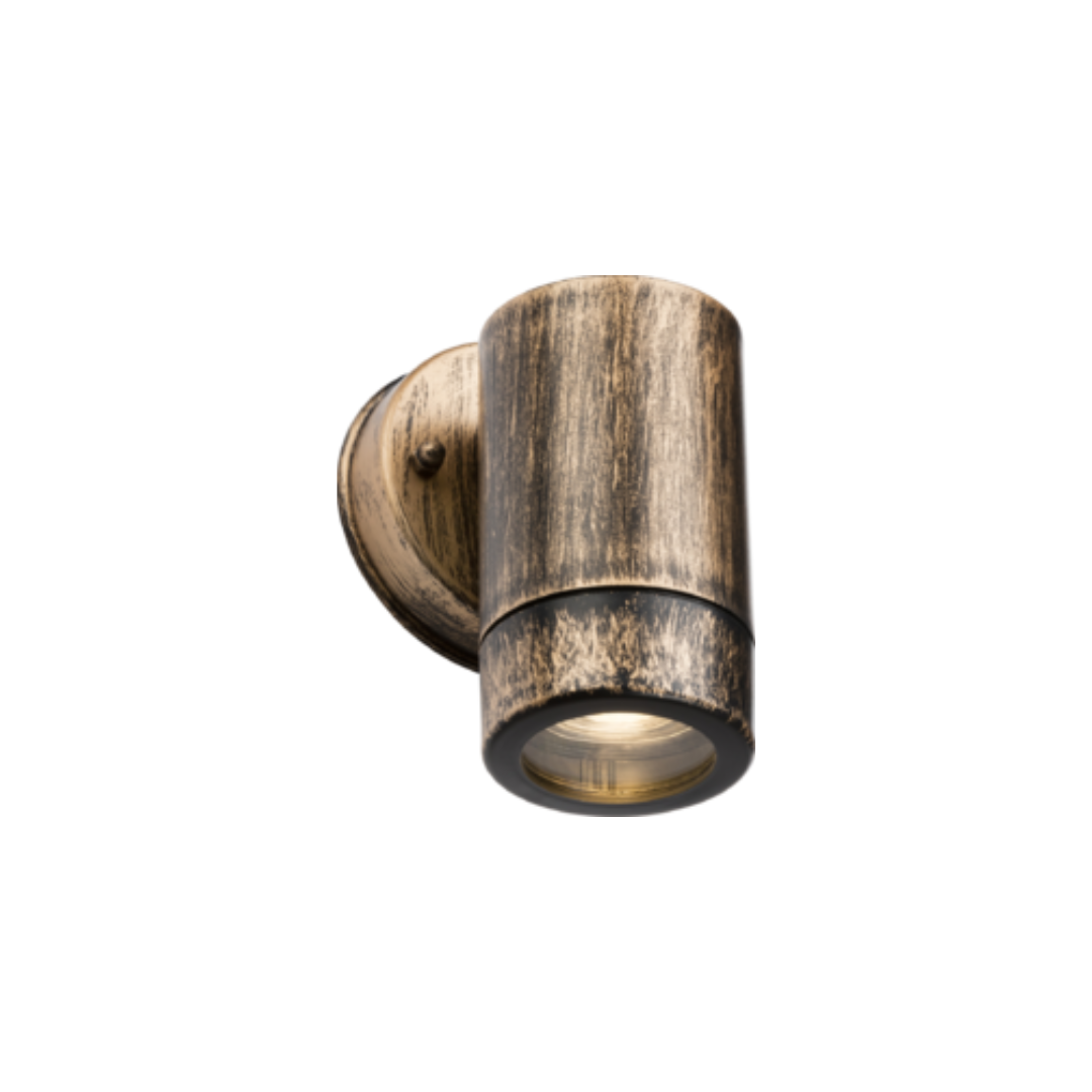 Knightsbridge Outdoor Light EAMON-  230V IP54 GU10 Polycarbonate Single Wall Light Brushed Brass