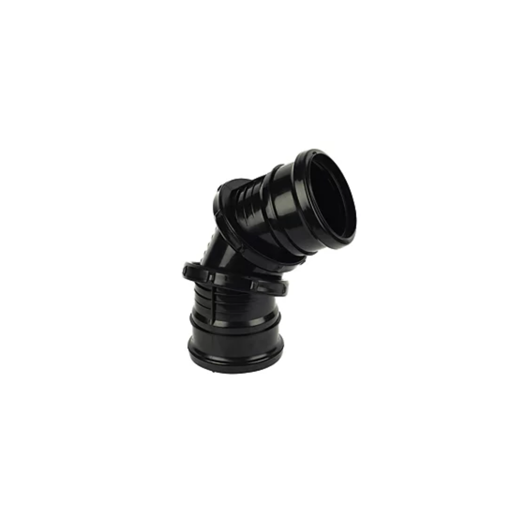 Push-Fit 0-90° Double Socket Adjustable Bend Black 110mm